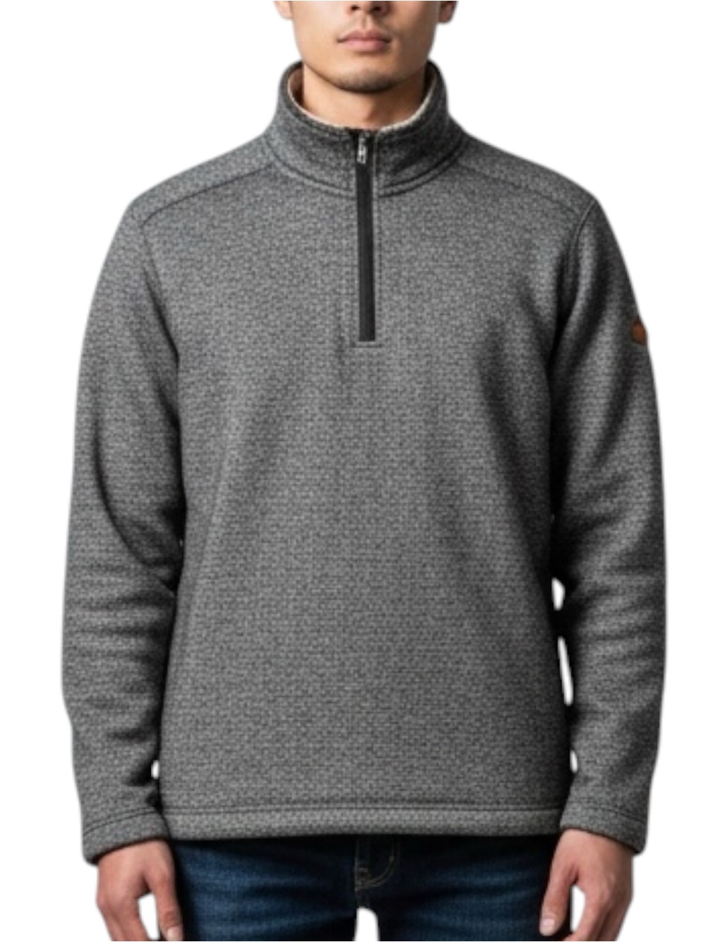 ORVIS Sherpa Lined Black and White 1/4 Zip Pullover with Pockets Size Medium